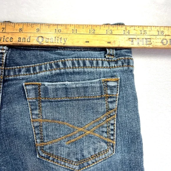 Vintage Y2K Aeropostale Skinny Flare Jeans Womens 3/4 Low Rise Distressed - Picture 9 of 11